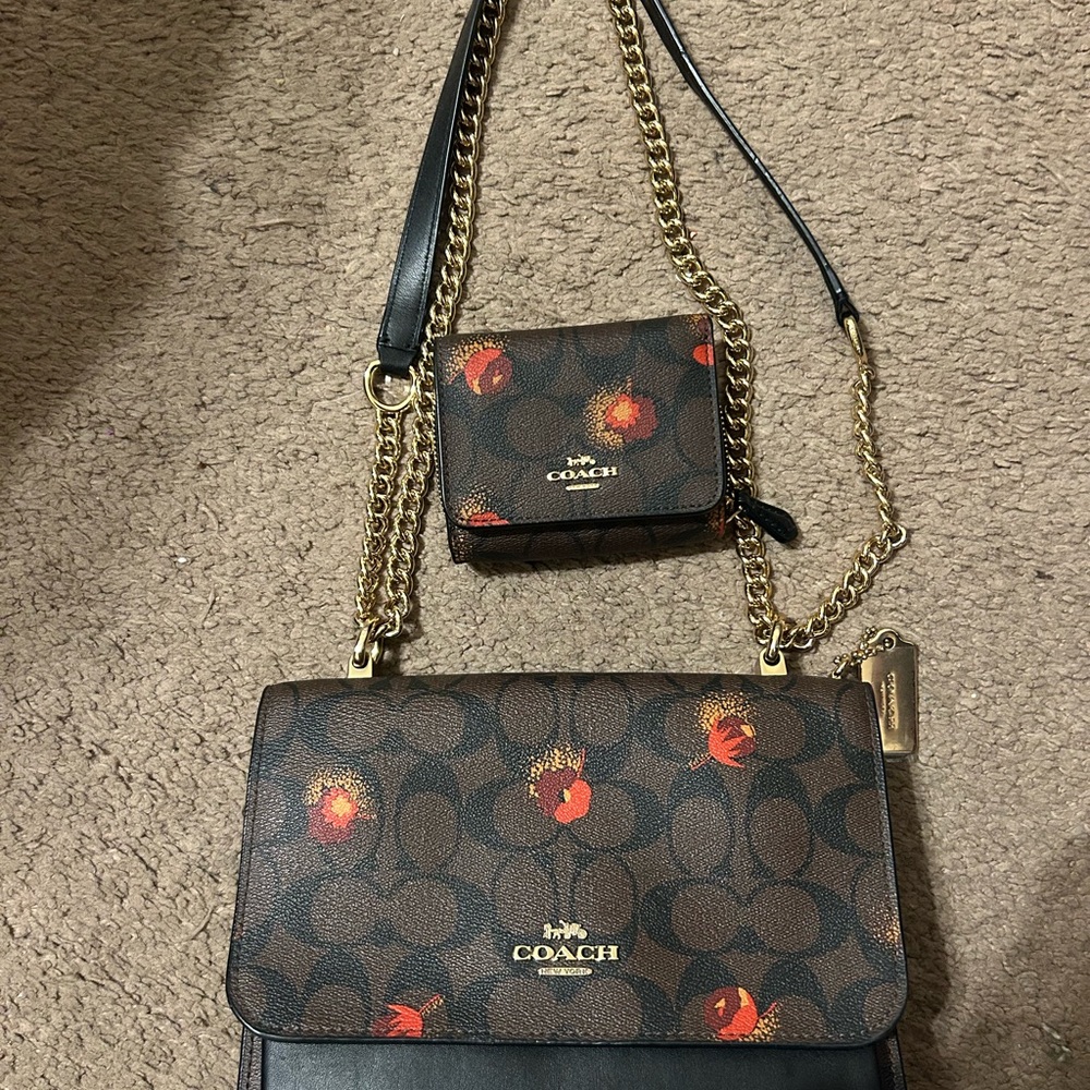 Coach Brown and Red Crossbody Bag Set